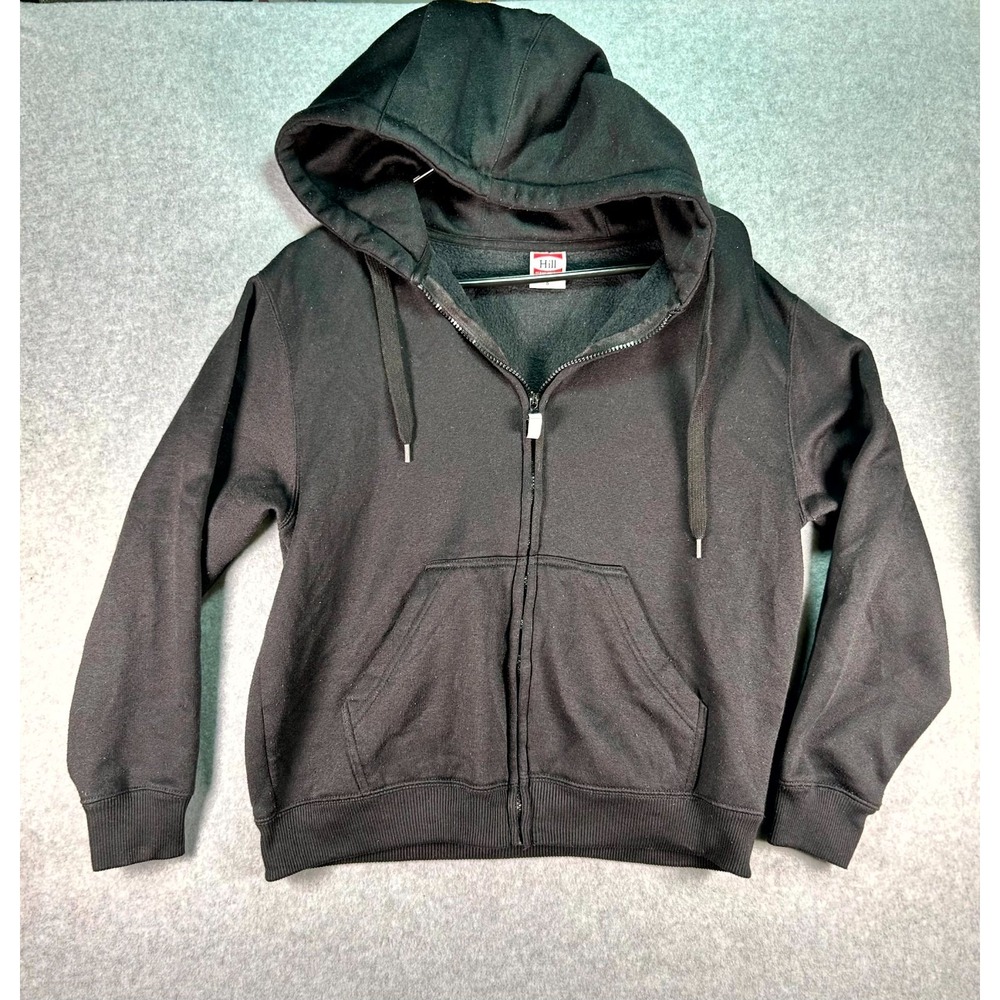 Hill Hoodie Men's Small Black Fleece Lined Rhinestones Heavyweight FullZip Small